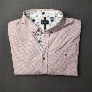 7Diamonds Shirt Mens XL Pink Button-Down Floral Stretch Soul Serenity SMK-6870
